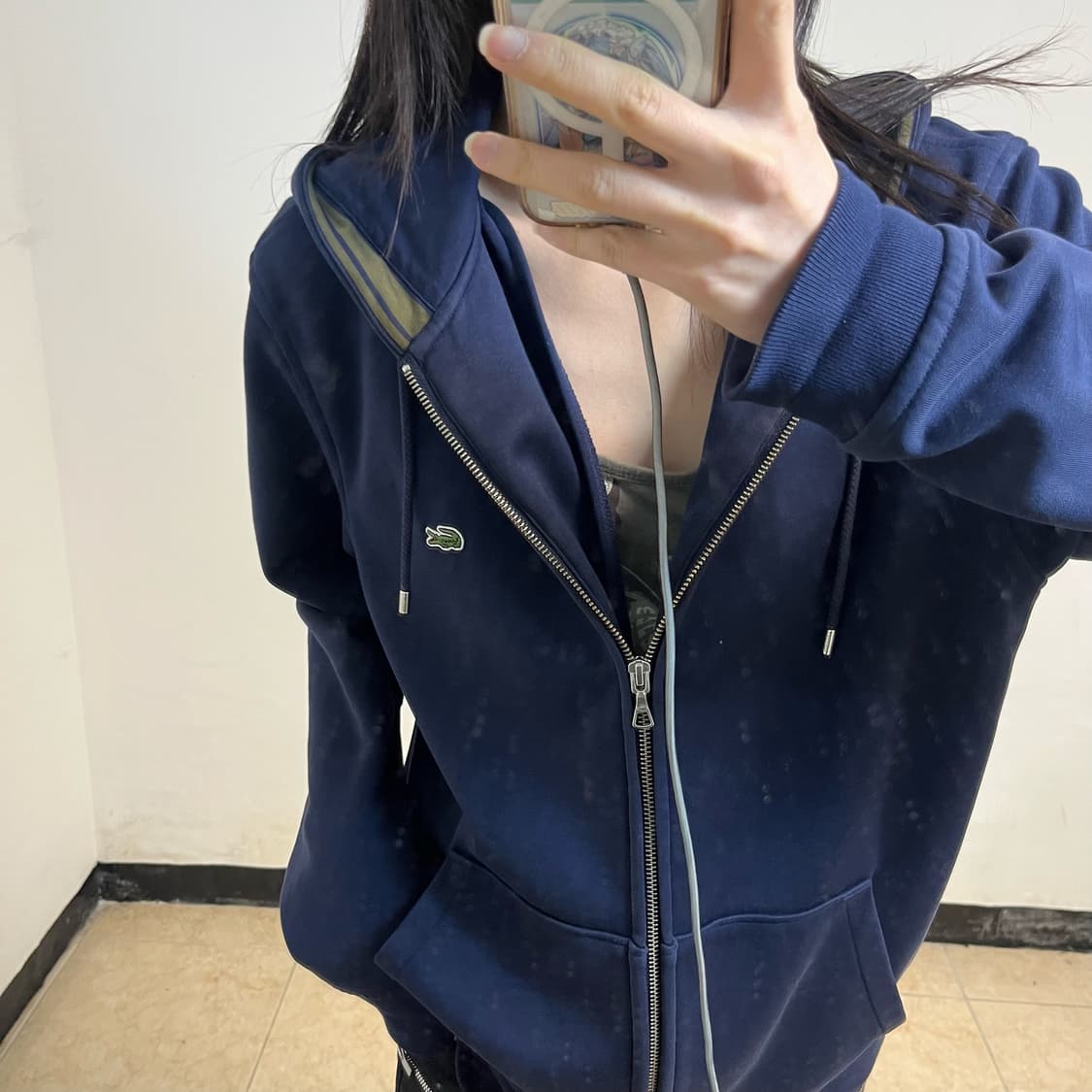 Lacoste navy hood zip-up 상품이미지3