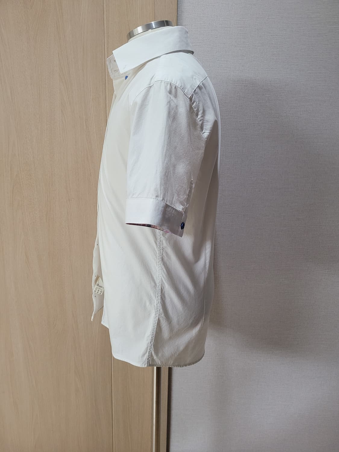 지이크 SIEG 남자 넥 투버튼 반팔 셔츠 100 화이트 상품이미지5