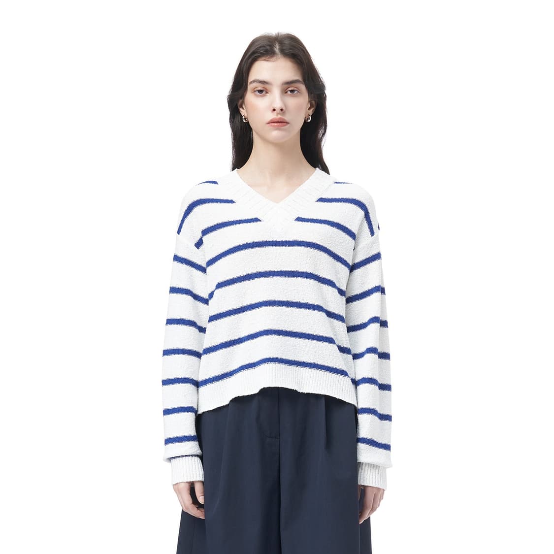 SJYP 23 브이넥 스트라이프 니트 탑 상품이미지1