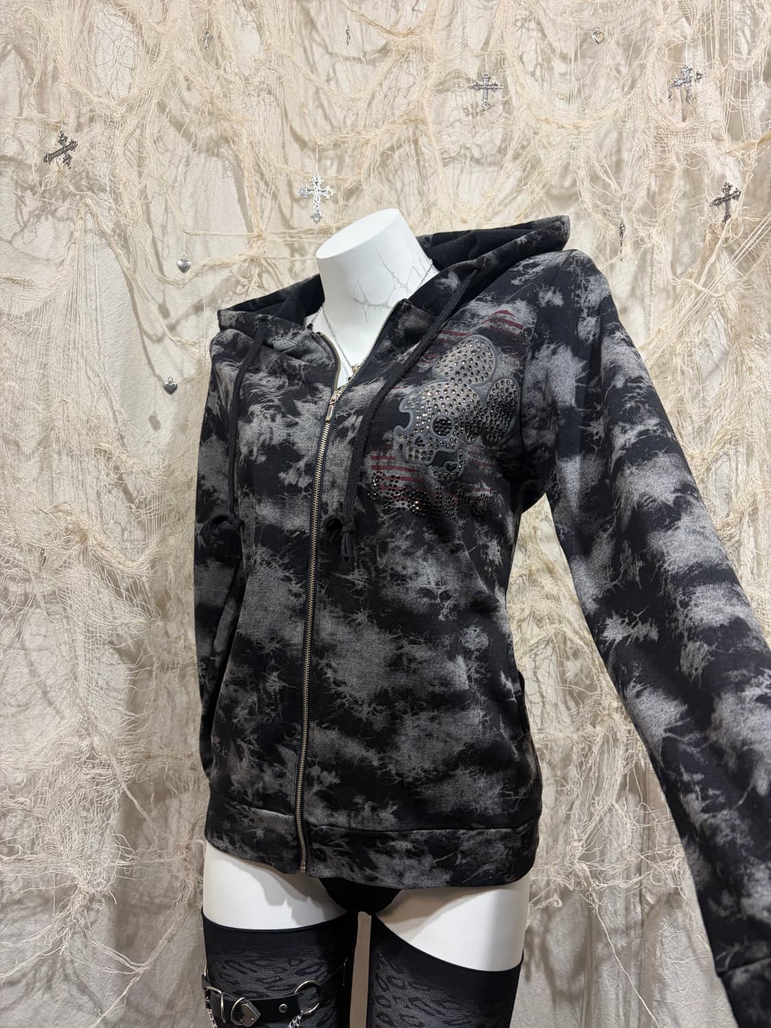 Y2K tie-die cubic mouse hoodie zip up 상품이미지5