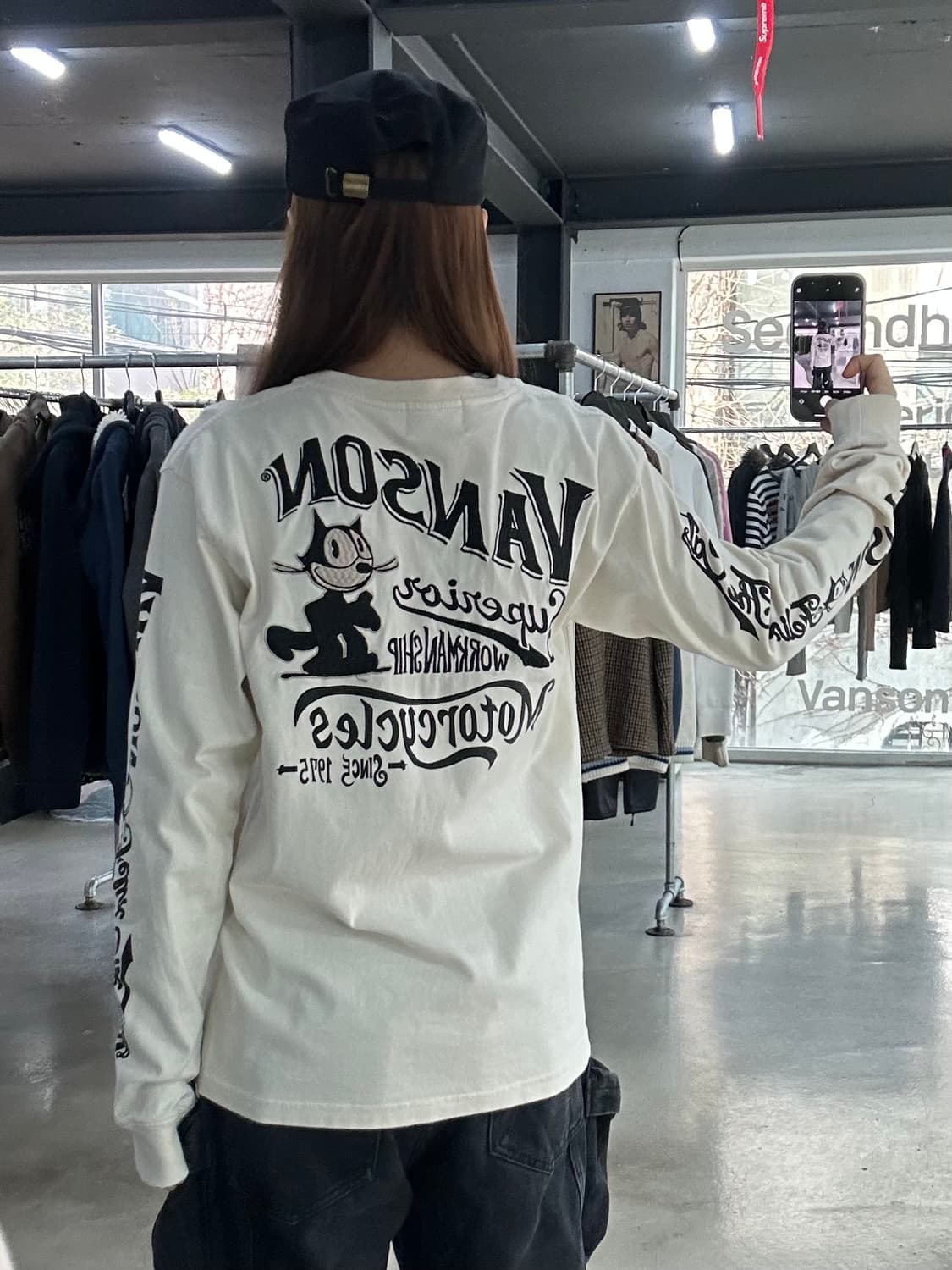 벤슨 x Felix The Cat 자수 롱슬리브긴팔티 상품이미지1