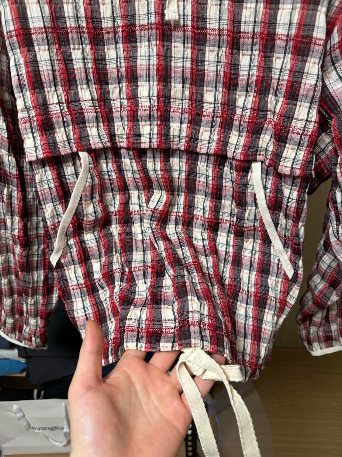 [1] 오가프 체크 후디 아노락 레드 상품이미지3