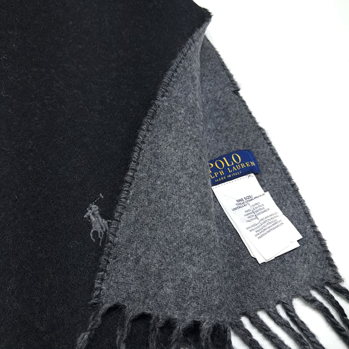 MX553 폴로 00s 이태리판 울 양면 블랙그레이 머플러 목도리 상품이미지6