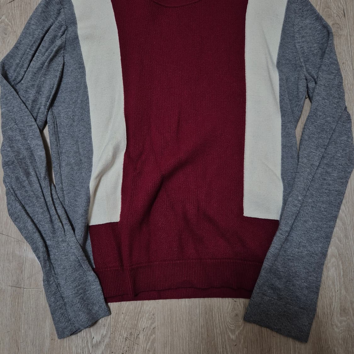 한섬 시스템 배색 라운드 니트 XL(105) 상품이미지3