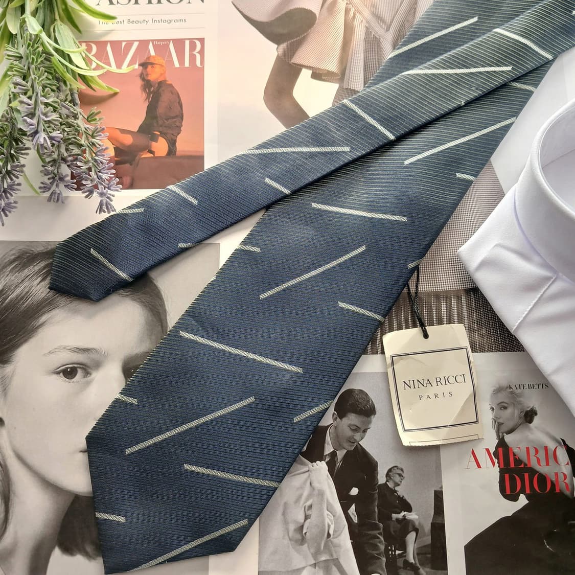 니나리치 실크 다크그린 패턴 넥타이 9.2cm 새상품 A18652
 상품이미지3