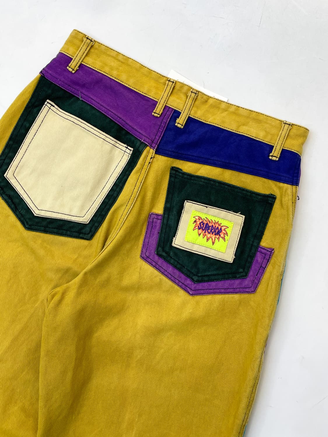 슈페리어 90s 컬러블록 아가일 와이드 테이퍼드 팬츠 상품이미지6