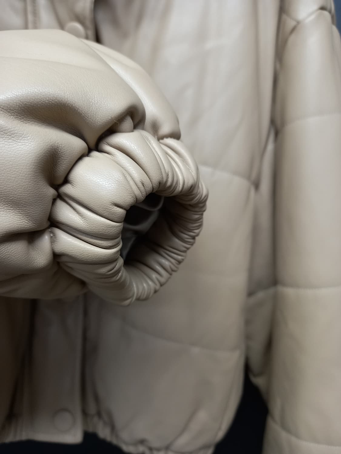 새 JS NEWYORK 페이크 레더 숏 패딩 F 33-66 상품이미지8