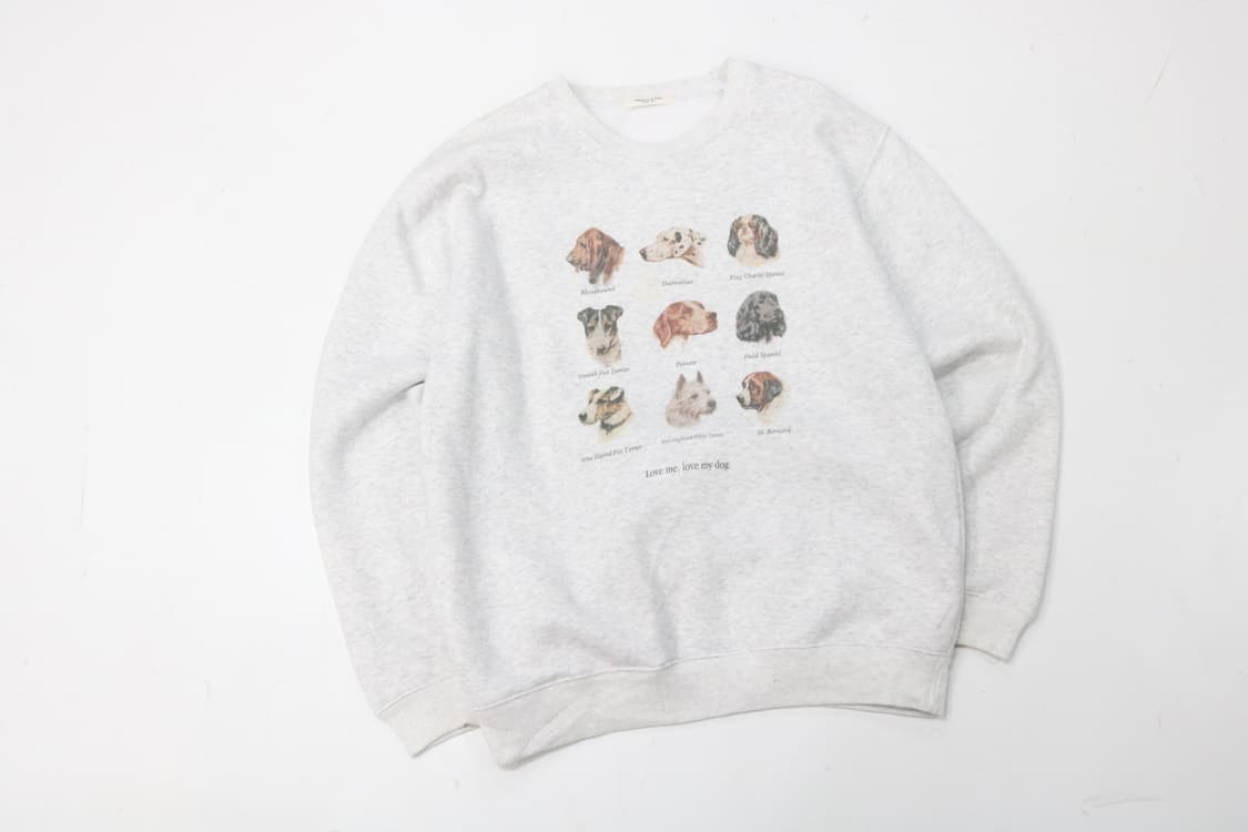 프릭스토어 빈티지 도그 일러스트 오버사이즈 맨투맨 상품이미지3