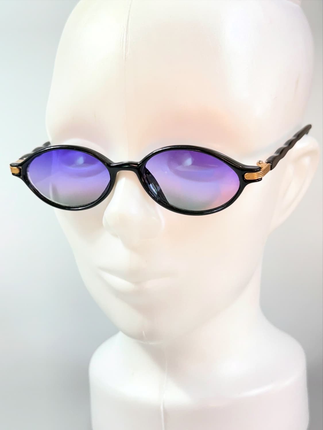 90s 블랙 스퀘어 뿔테 퍼플 틴트 빈티지 안경 상품이미지8