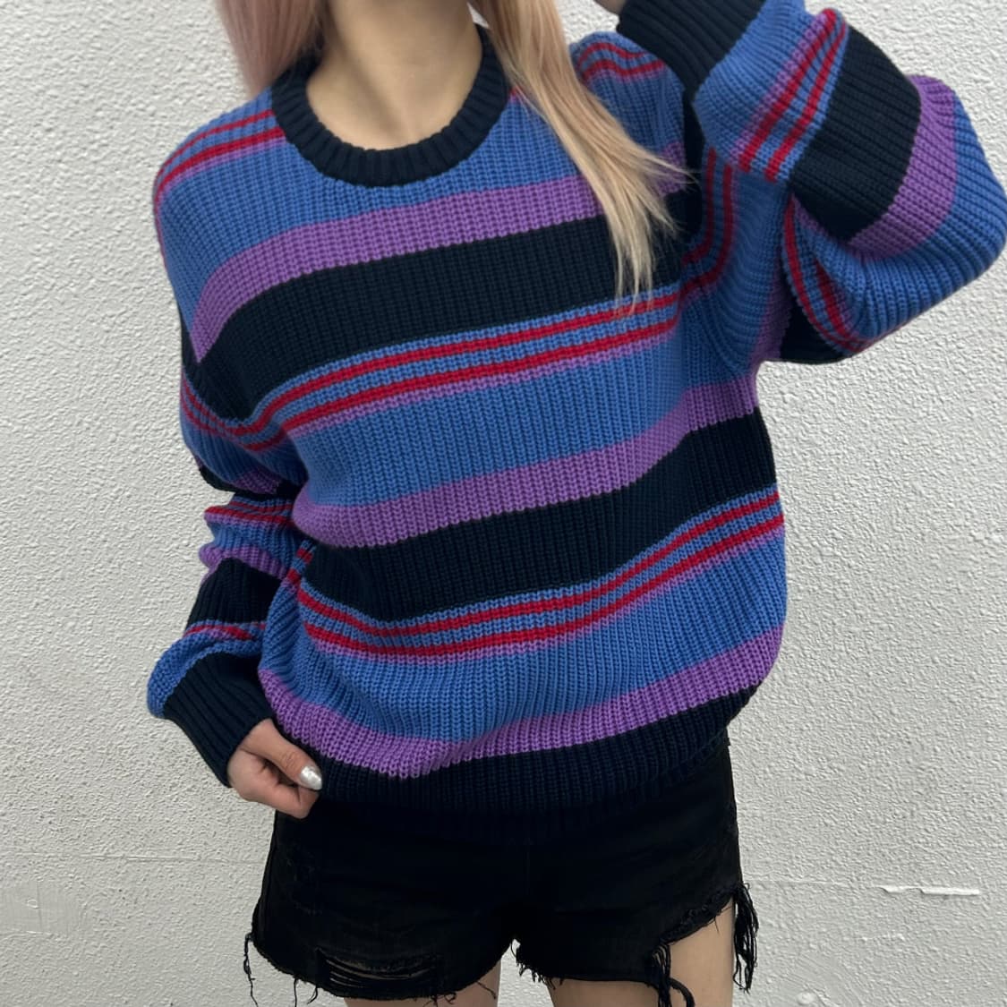 오베이 파스텔 단가라 니트 M 상품이미지1