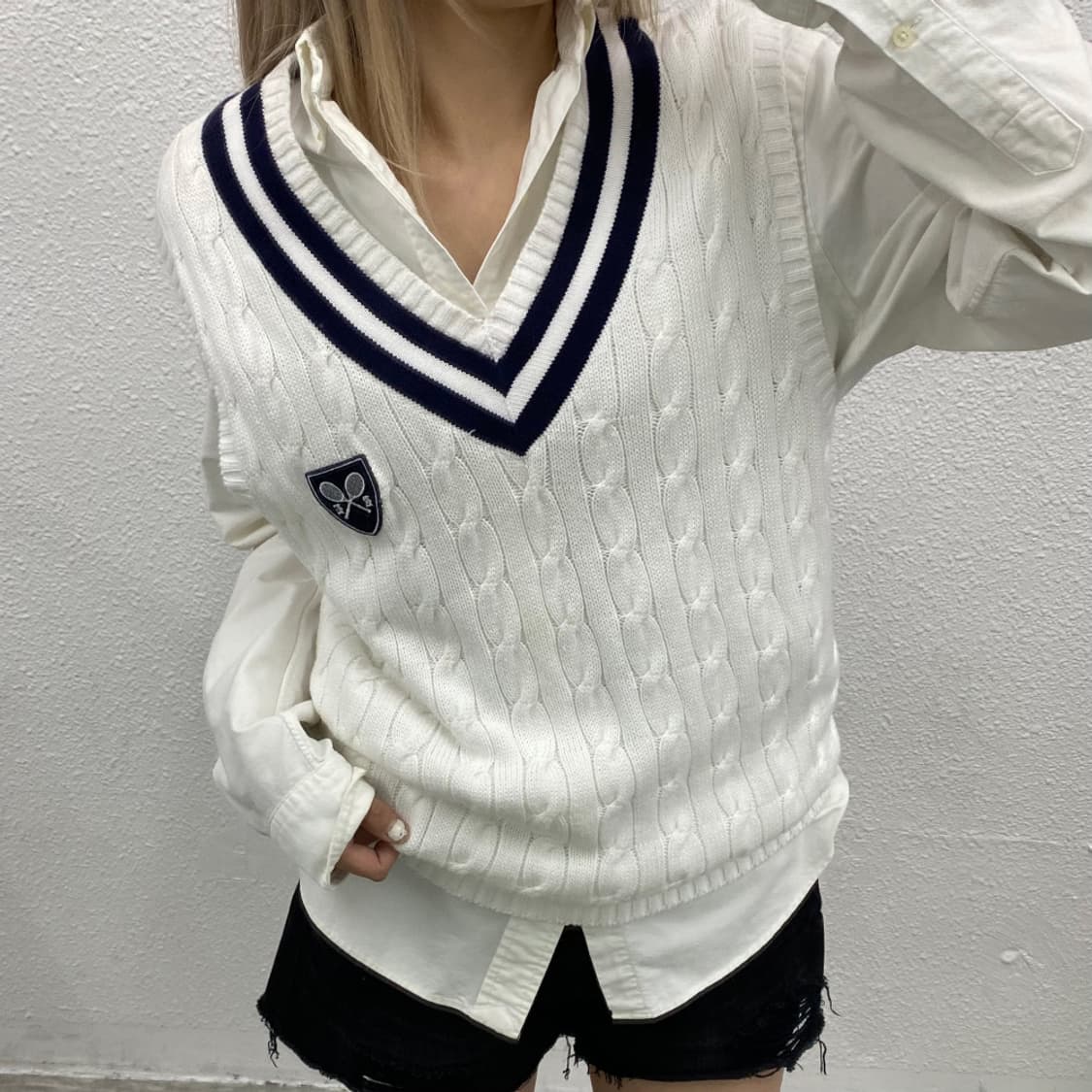 폴로 랄프로렌 테니스로고 크리켓 니트조끼 M 상품이미지1