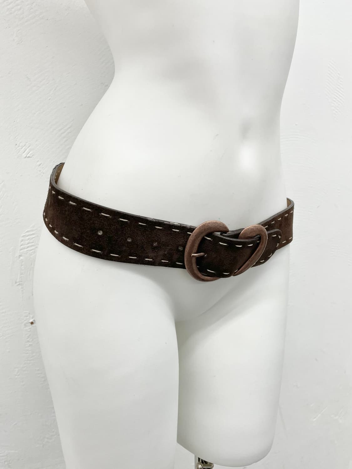 리얼레더 브라운 스티치 버클 벨트 상품이미지5