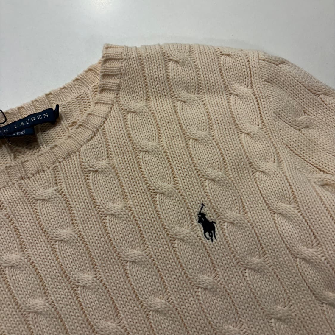 [M] 폴로 랄프로렌 아이보리 코튼 케이블 니트 D33 상품이미지4
