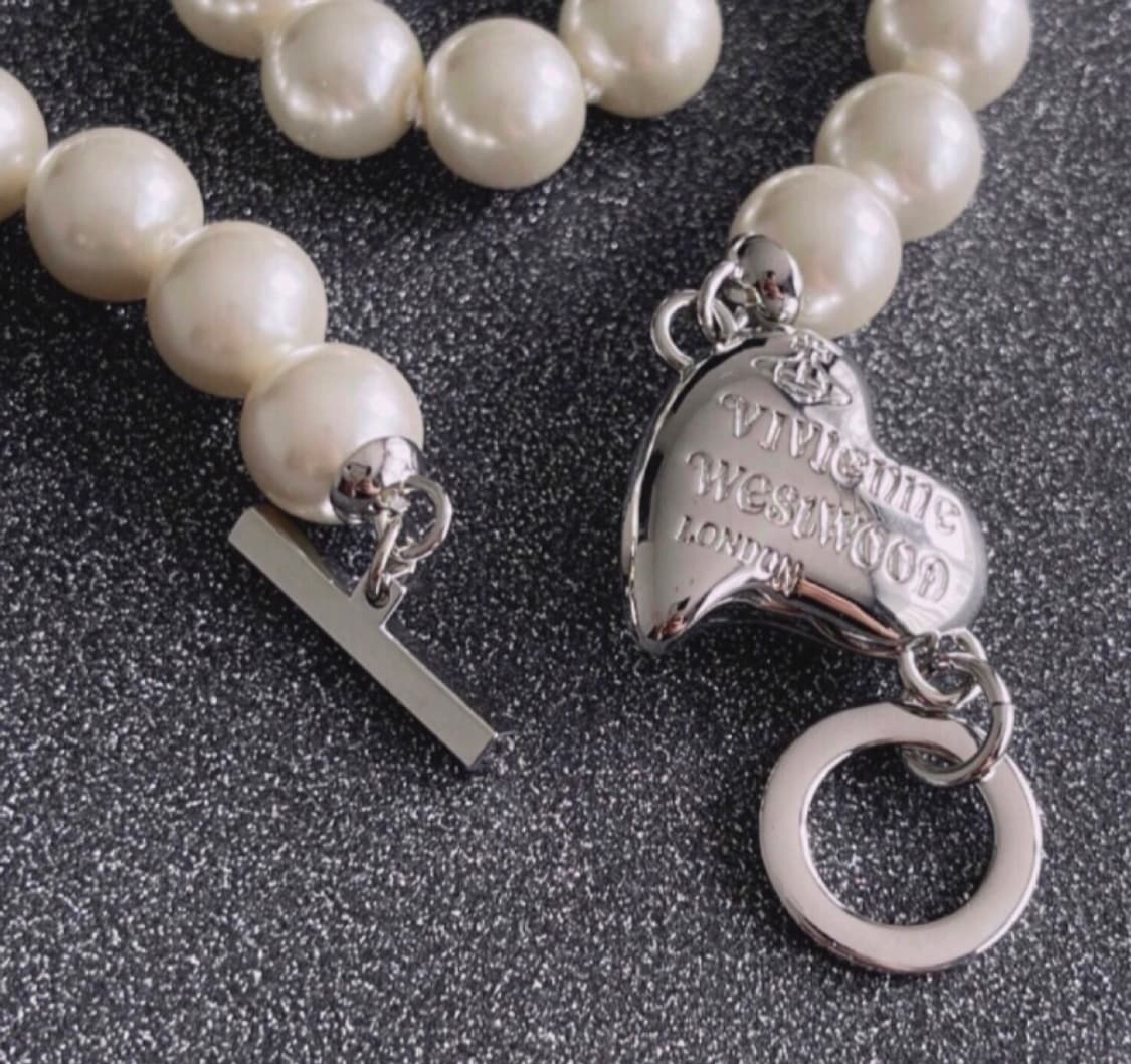 비비안웨스트우드 아카이브 진주 펄 하트 orb 초커 목걸이 상품이미지4