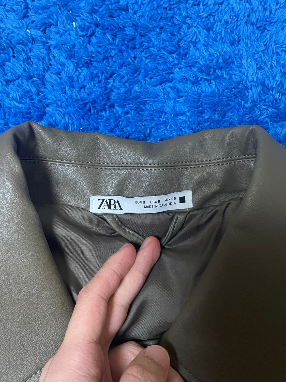 자라 ZARA 카키브라운 레더 자켓 상품이미지2