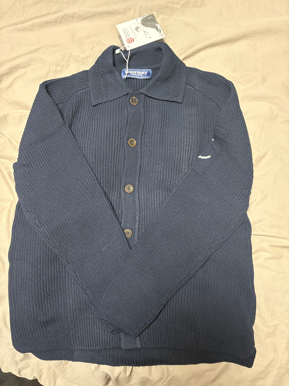 (새상품) 건지울른스 카라가디건 네이비 xl 상품이미지1