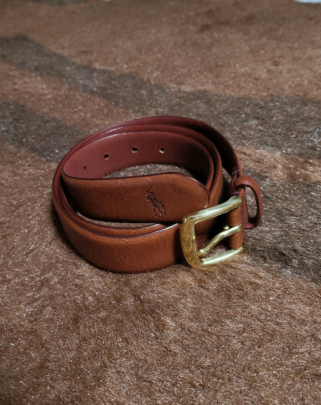 폴로 랄프로렌 남성용 다크 브라운 가죽벨트 상품이미지1