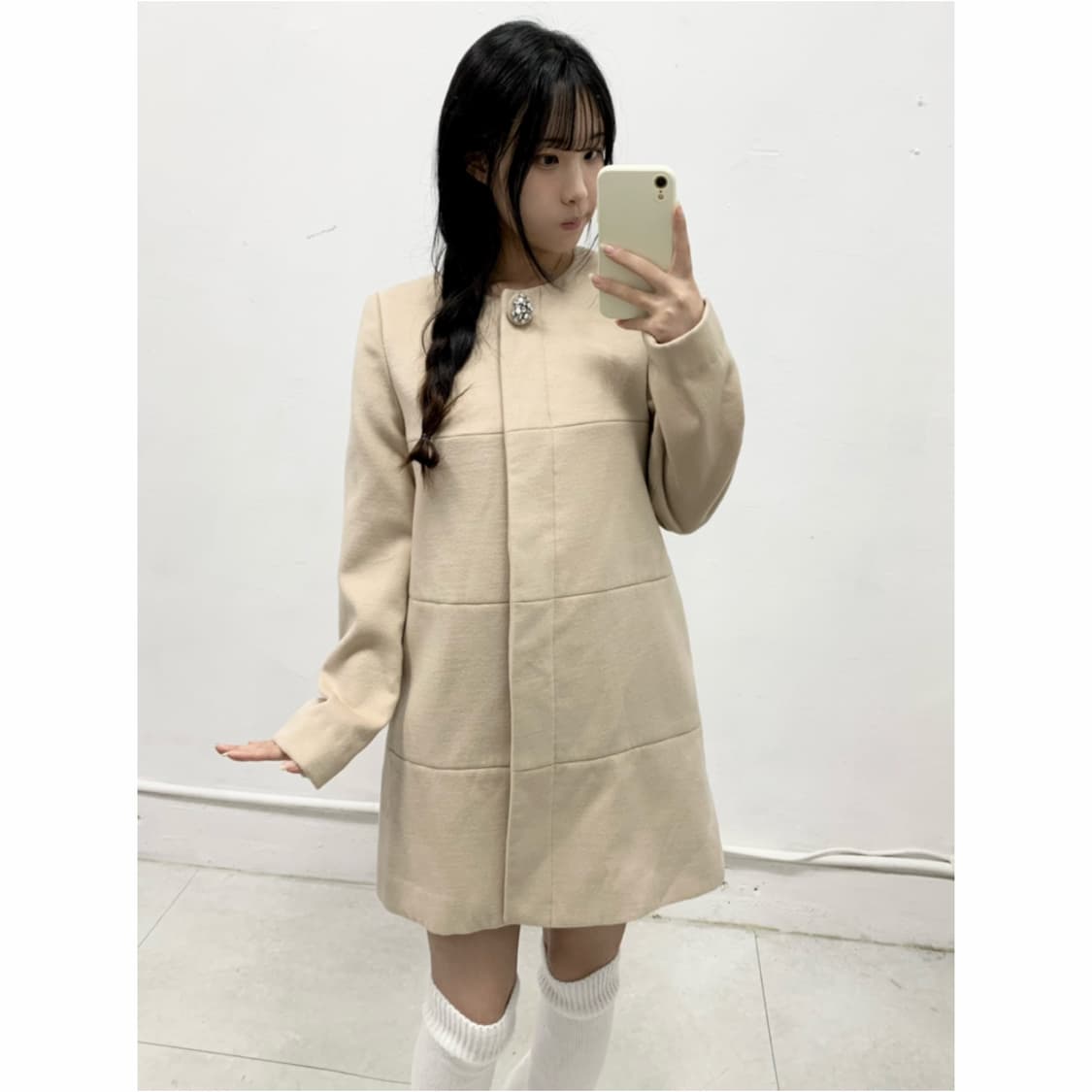 로걀 히메갸루 코리락쿠마 큐빅 베이지 핑크 코트 상품이미지1