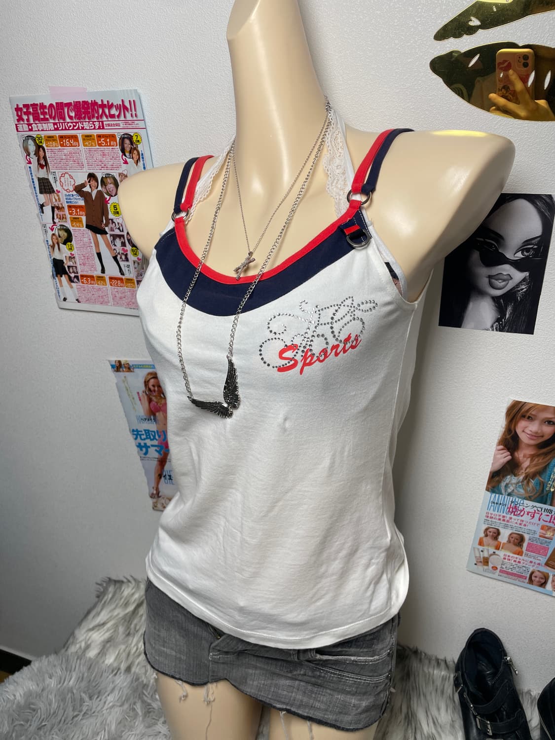 A6 Y2k 슬리브리스 나시 탑 상품이미지1