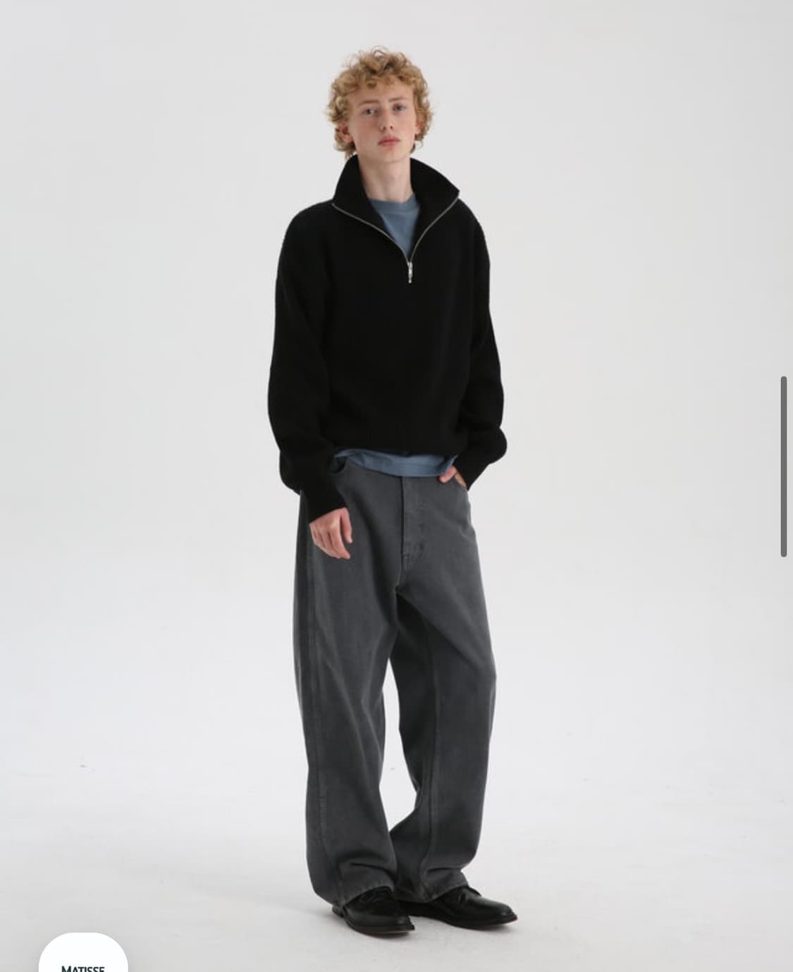 마티스 더 큐레이터 하프 니트 집업 블랙 3 상품이미지3