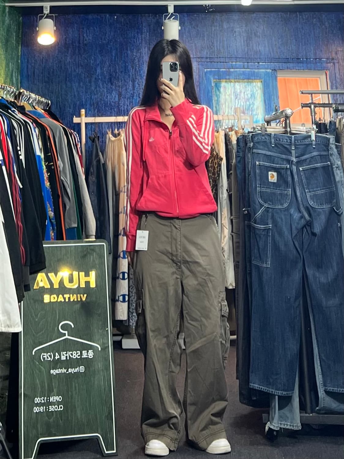 아디다스 핑크 화이트 삼선 져지 L 상품이미지2