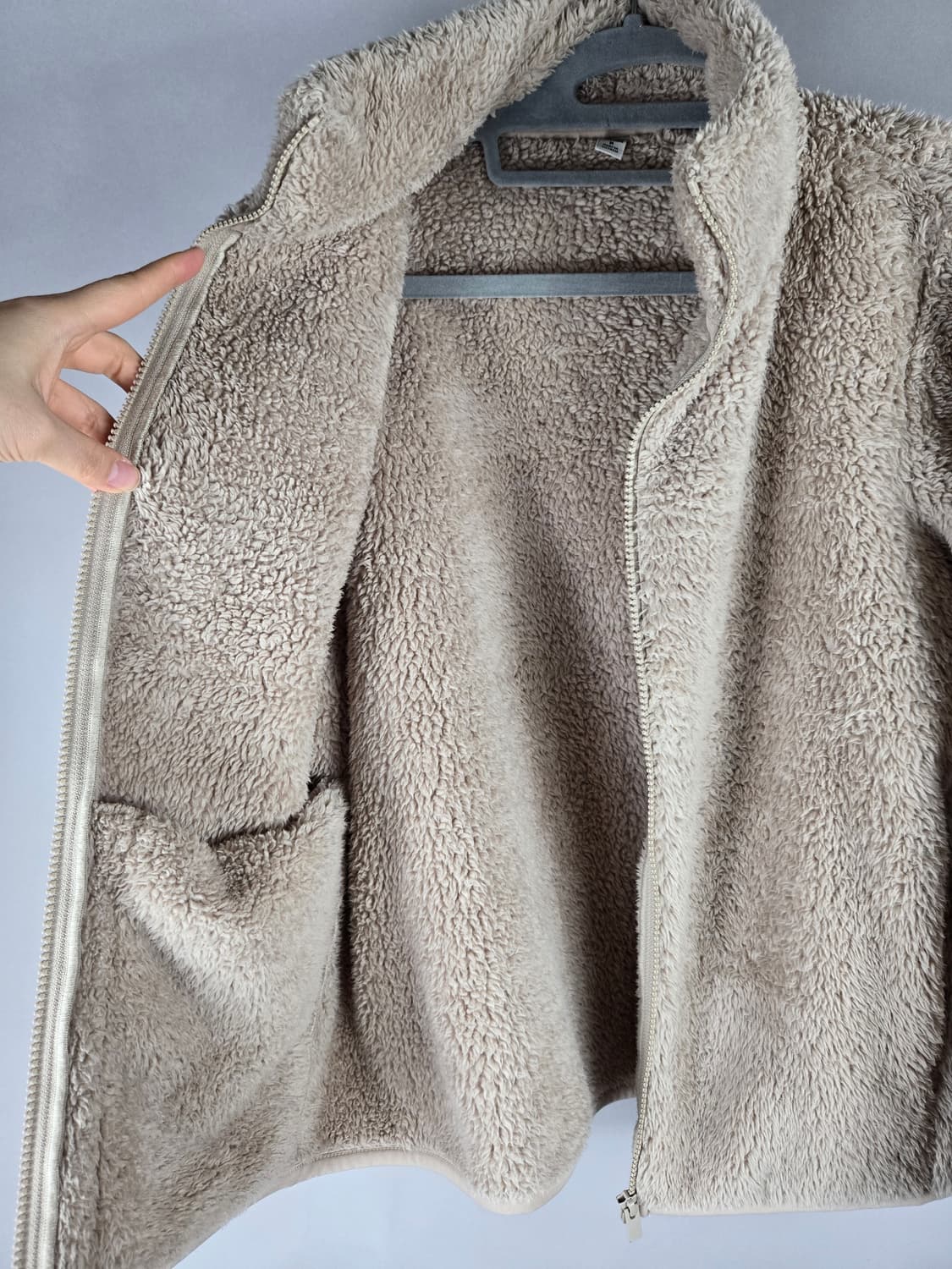 [무료배송]유니클로 M 여성 보아털 후리스 플리스 자켓 베이지 상품이미지7