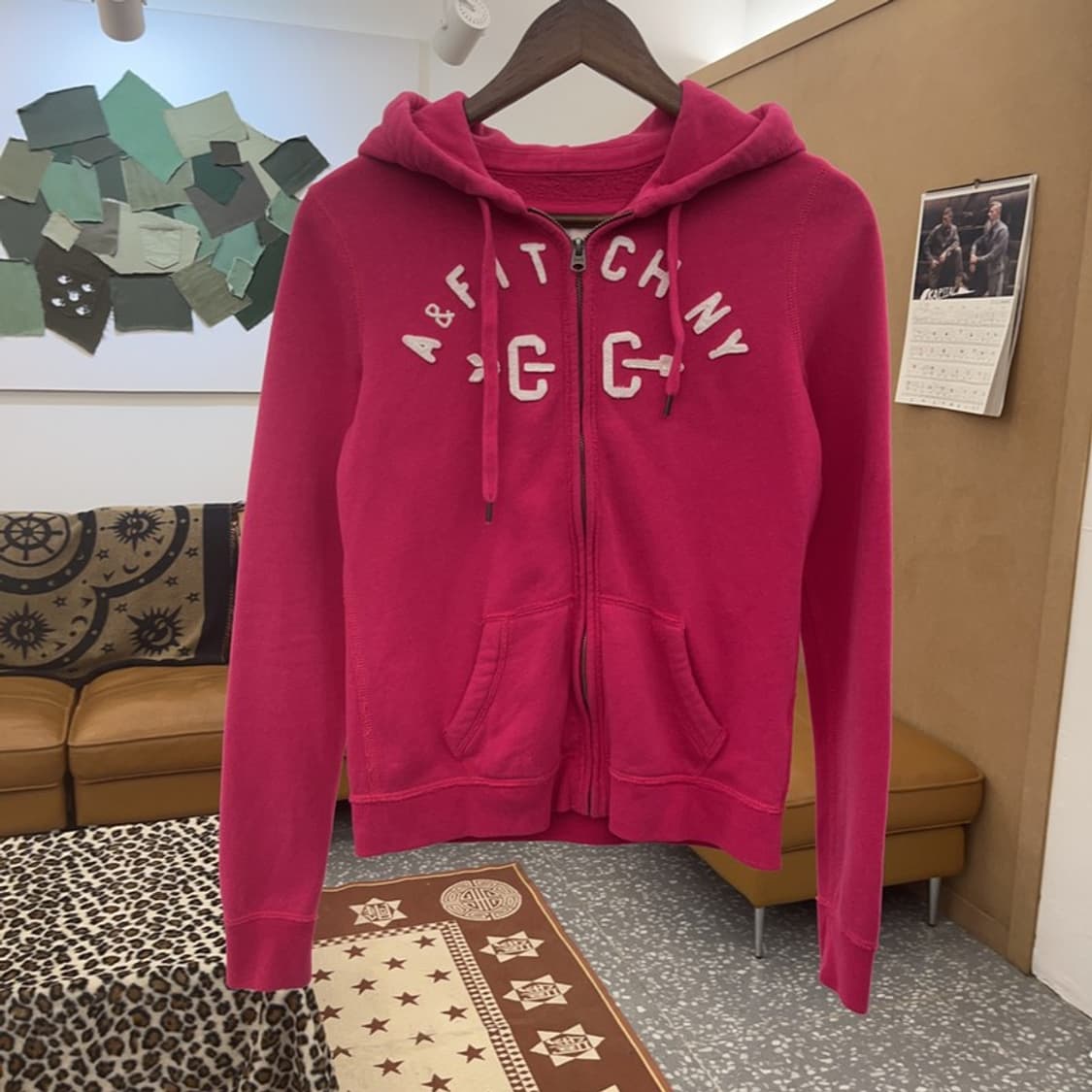 아베크롬비 Y2K 갸루 00's  핫핑크 기모 후드집업 S C08814 상품이미지3