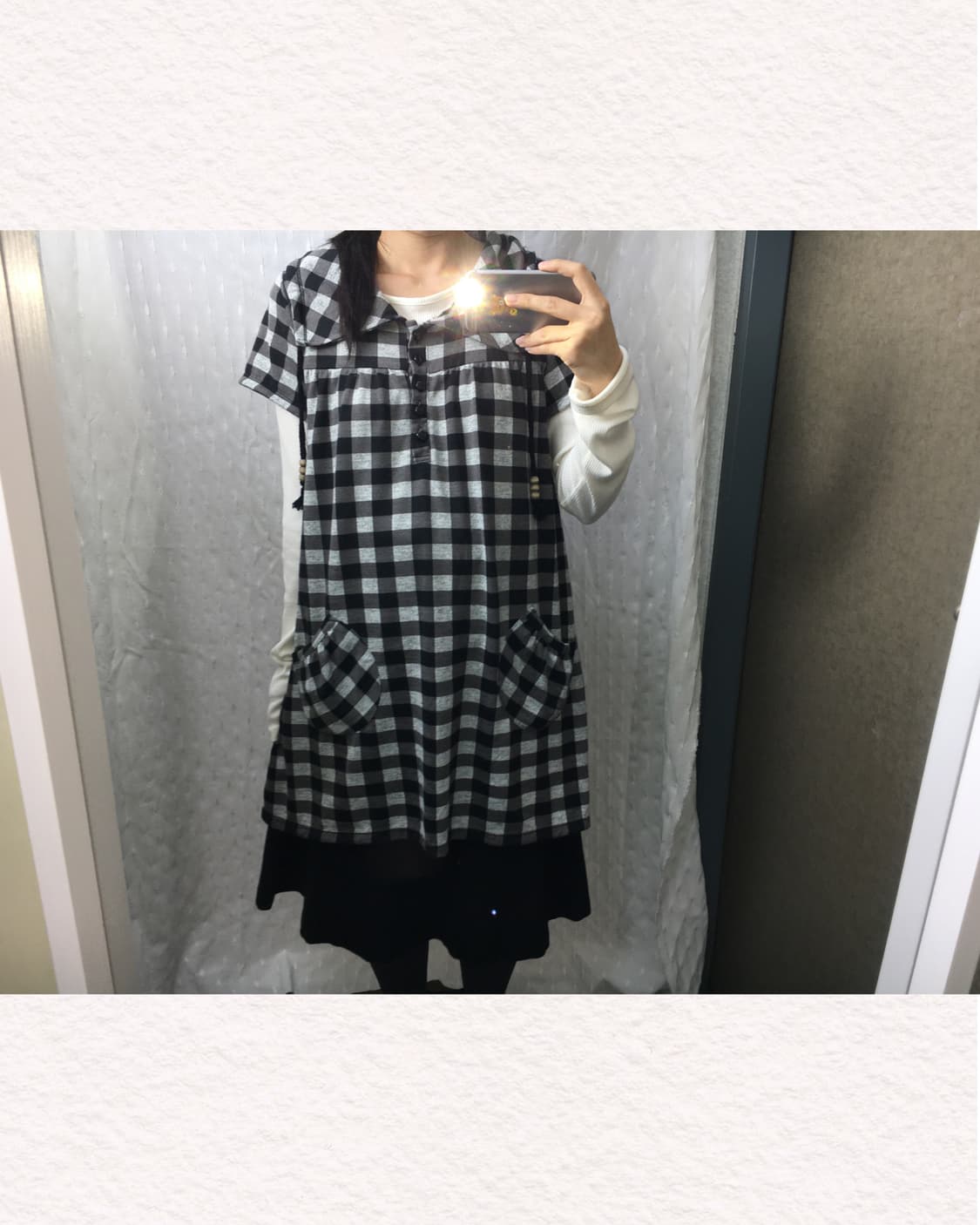 블랙 체크 카라 원피스 상품이미지2