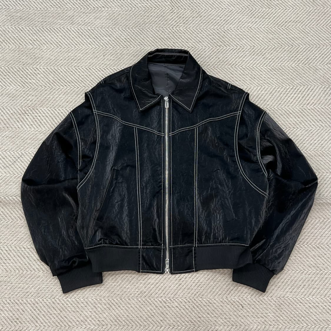 own 스티치 블랙 글로시자켓 r3163 상품이미지1