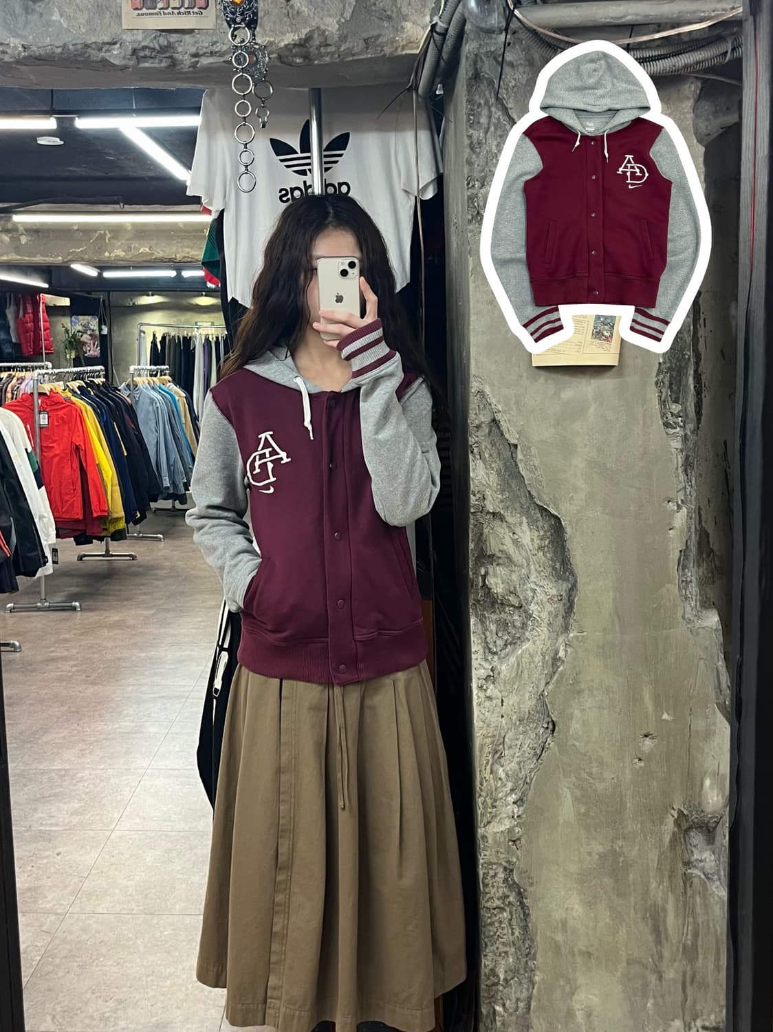 나이키 바시티 버튼 후드집업 버건디 키즈 L #csz2253 상품이미지1