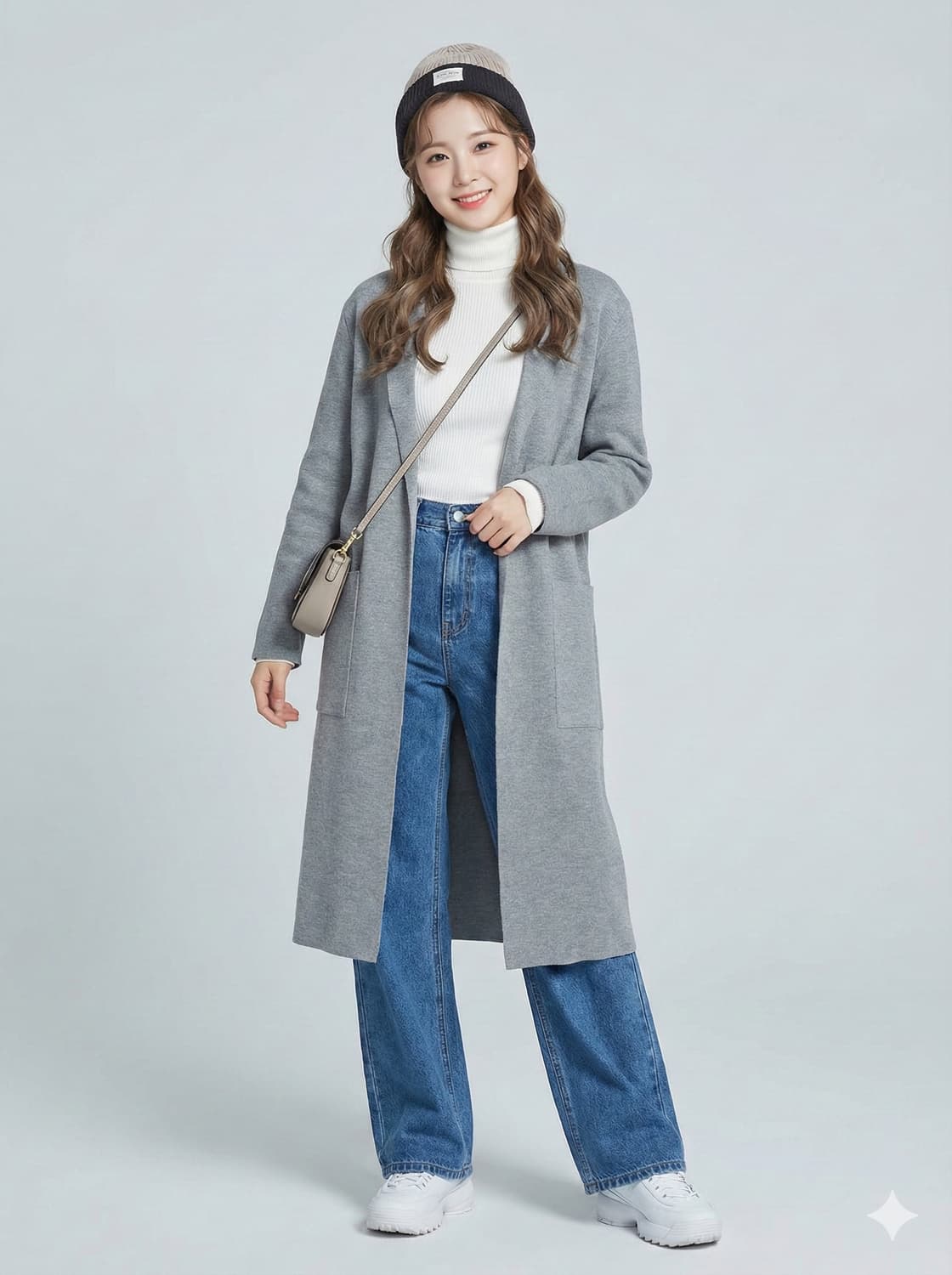 르베이지 그레이 롱 모 가디건_66 상품이미지1