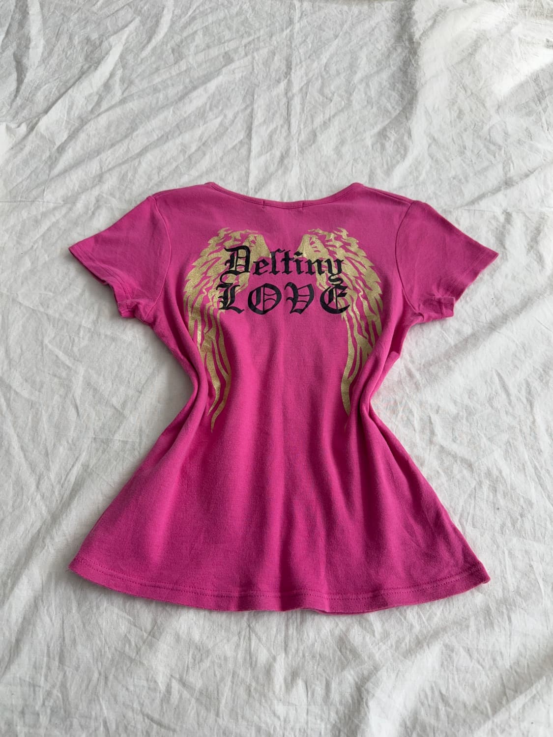 갸루 펑크 딱붙 반팔탑 상품이미지2