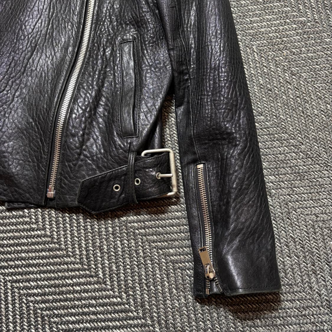 이탈리아 블랙 레더 자켓(M) 상품이미지5