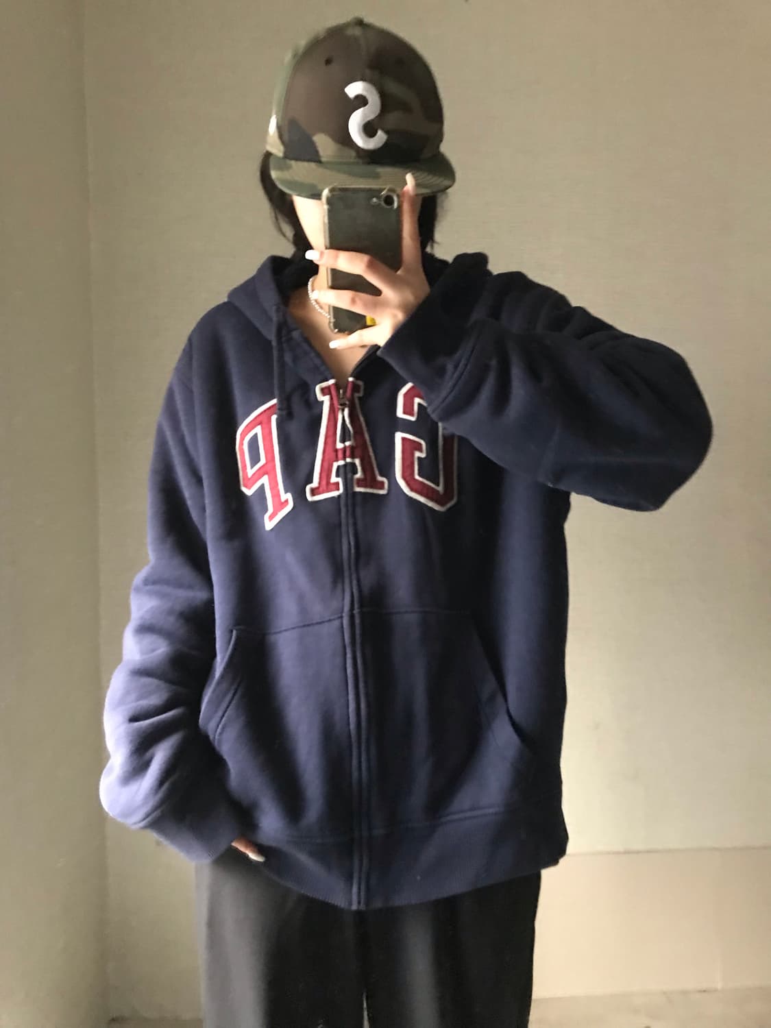 갭 네이비 보아퍼 후드집업 상품이미지2