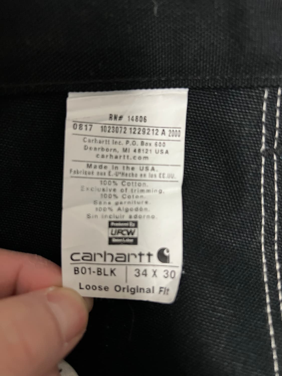 칼하트 더블니 블랙 34x30 usa 상품이미지4