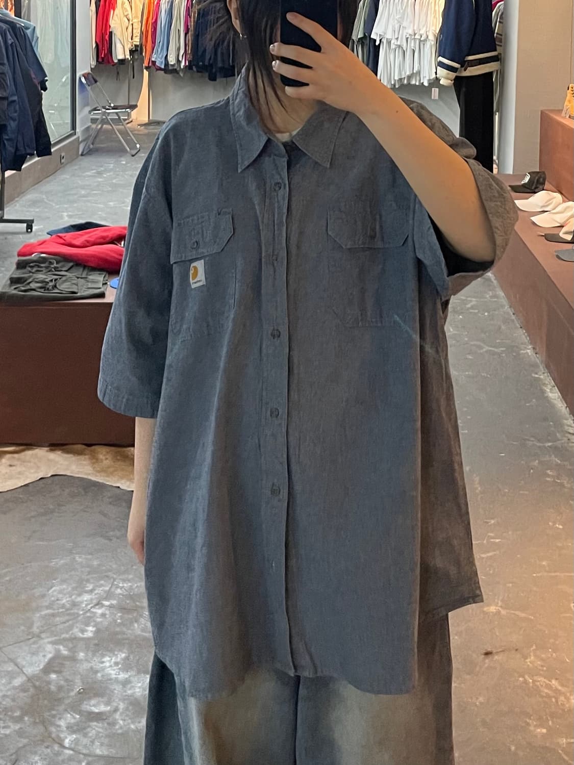 칼하트 블루 반팔 셔츠 H2295 상품이미지1