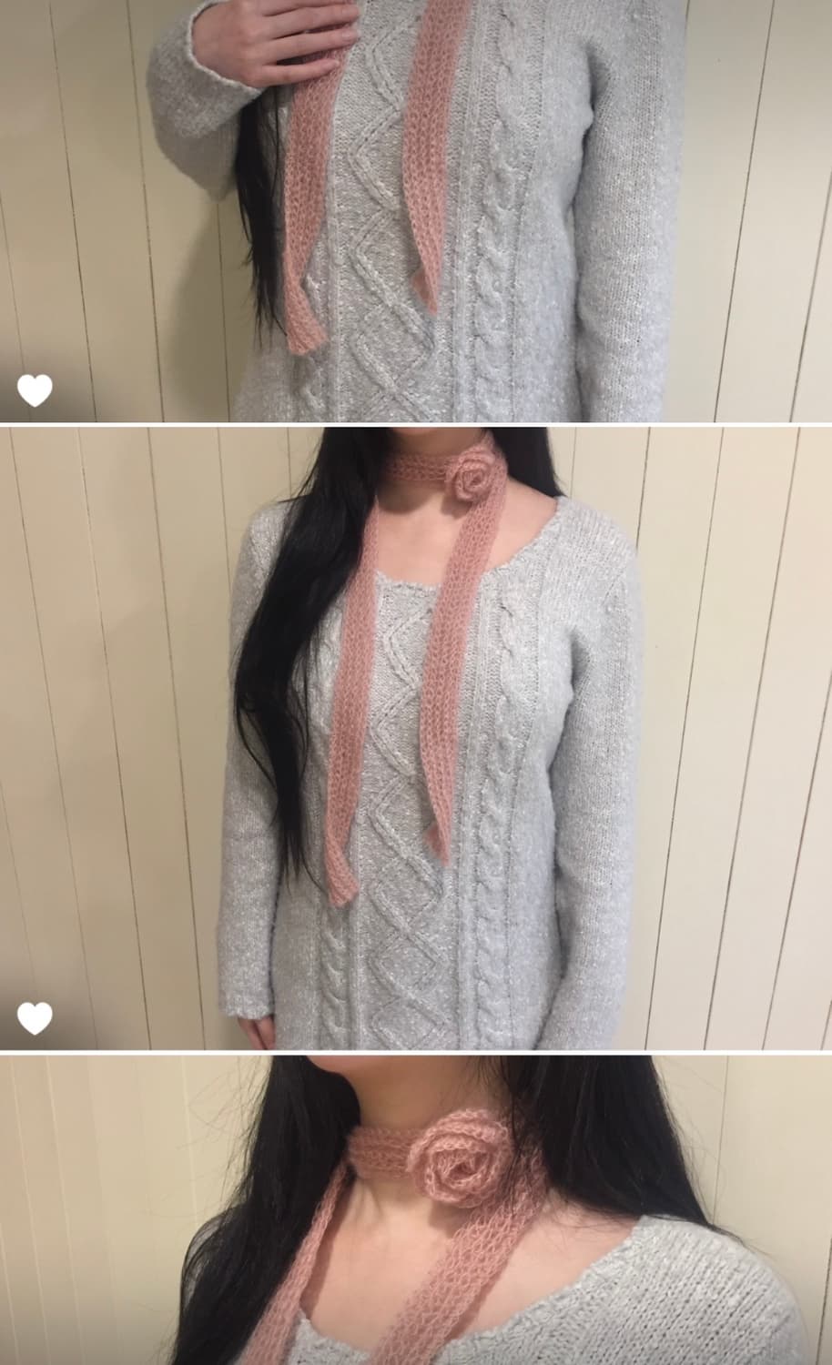 crochet mohair rose scarf dusty pink 상품이미지1