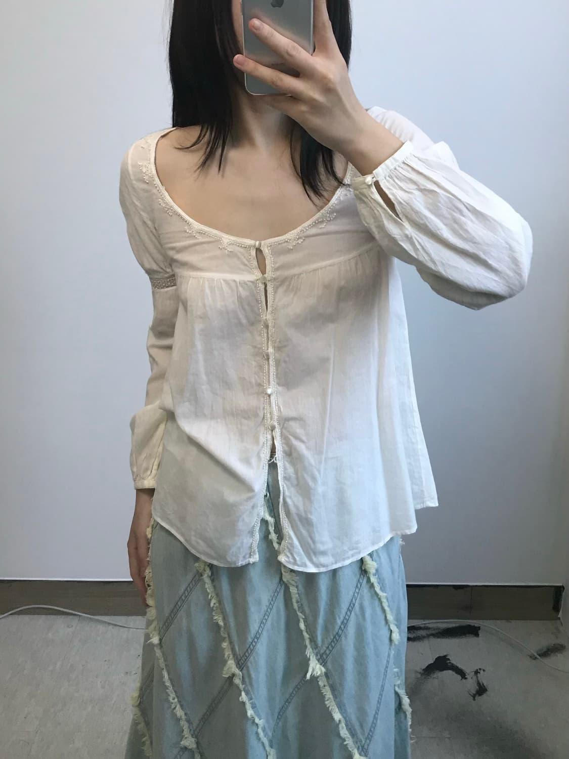 빈티지 자수 블라우스 상품이미지1