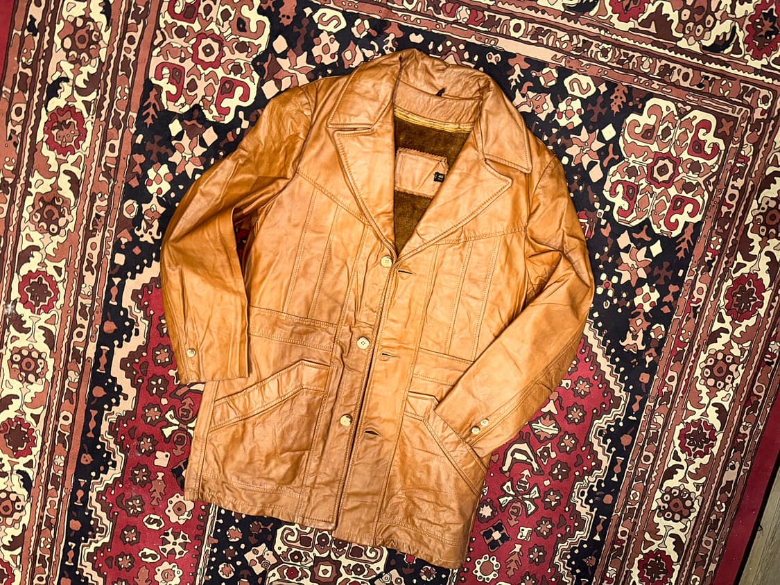 ( L-XL ) 가죽코트 가죽하프 레더자켓 가죽카코트 워크웨어 아메카지 상품이미지6