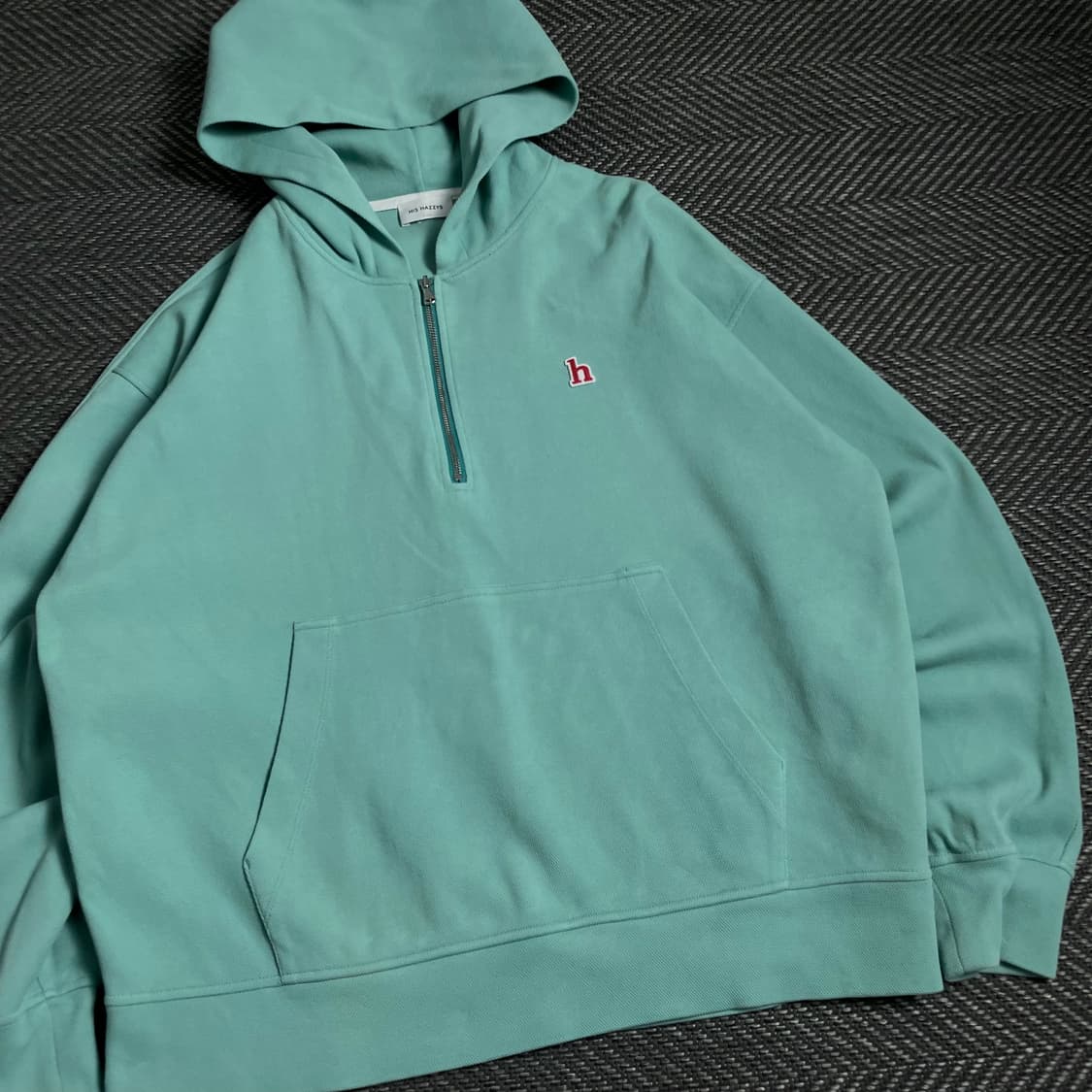 Hazzys 자수로고 아노락 후드 하프 반집업 민트 y 4882 상품이미지4