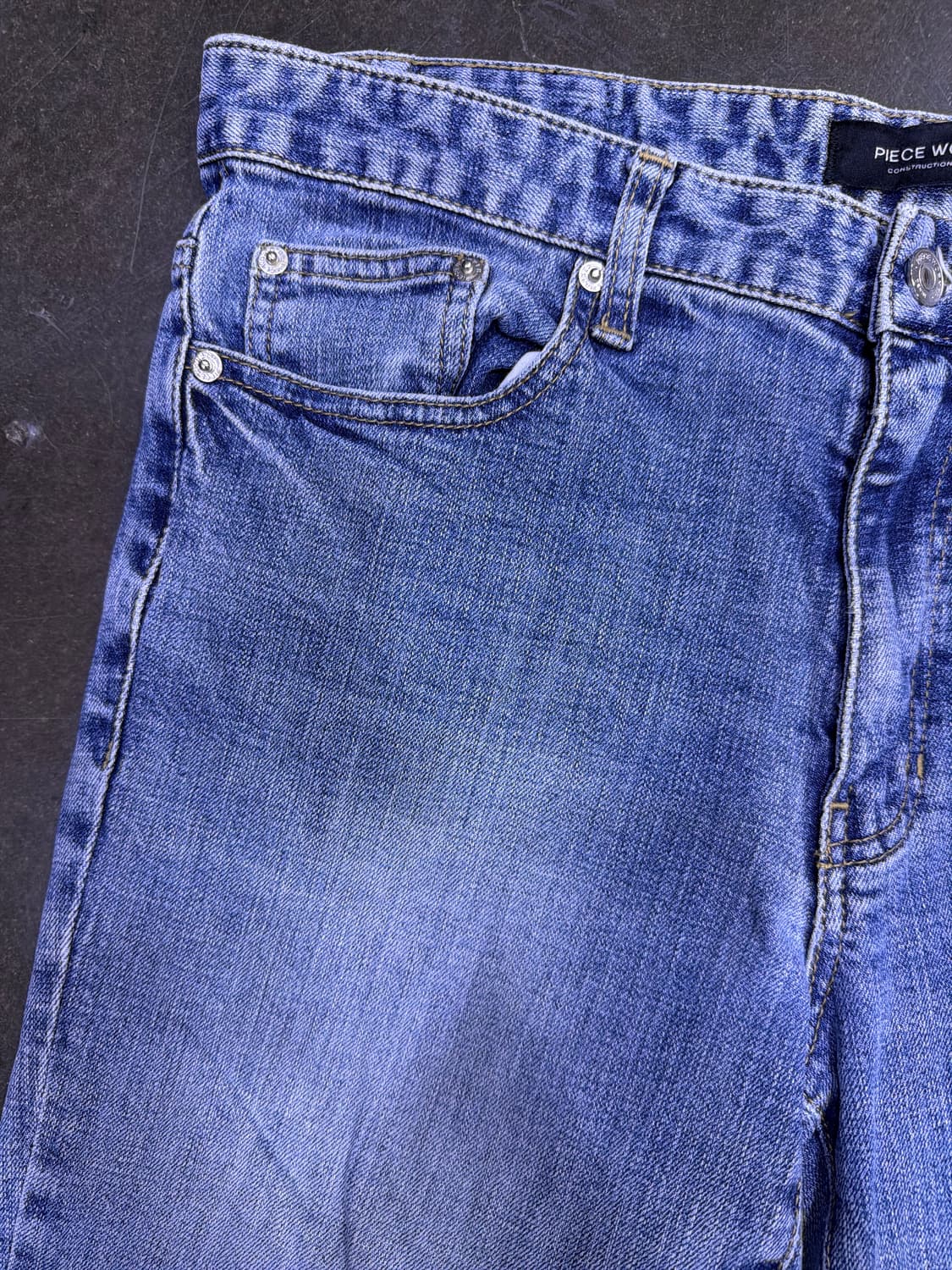 피스워커 중청 워싱 뉴크롭 슬림핏 데님팬츠 34 상품이미지4