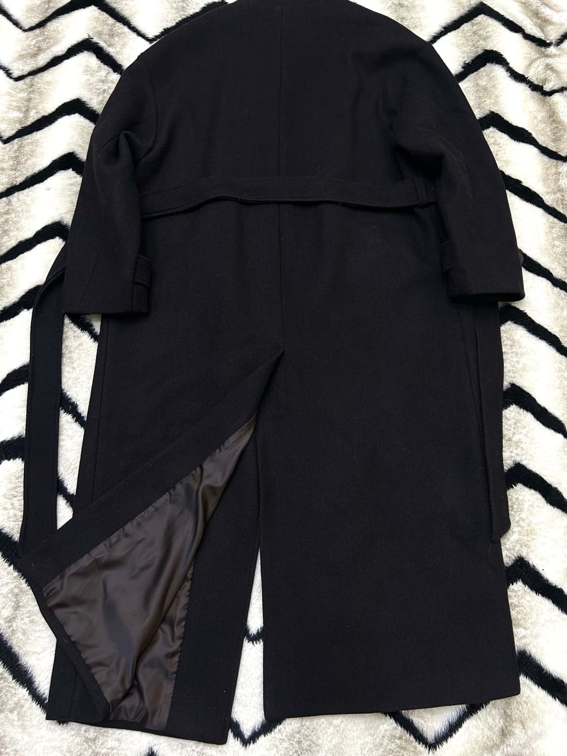 [OS]킨더살몬 울 혼방 롱 로브코트/다크브라운/카라버튼 상품이미지4