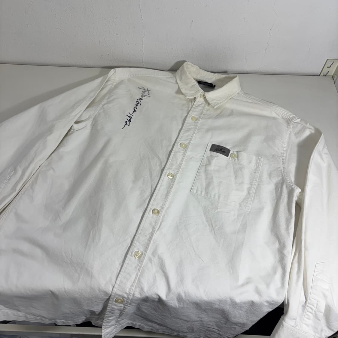 95 FUBU 푸부 화이트 자수 백로고 옥스퍼드셔츠 상품이미지2