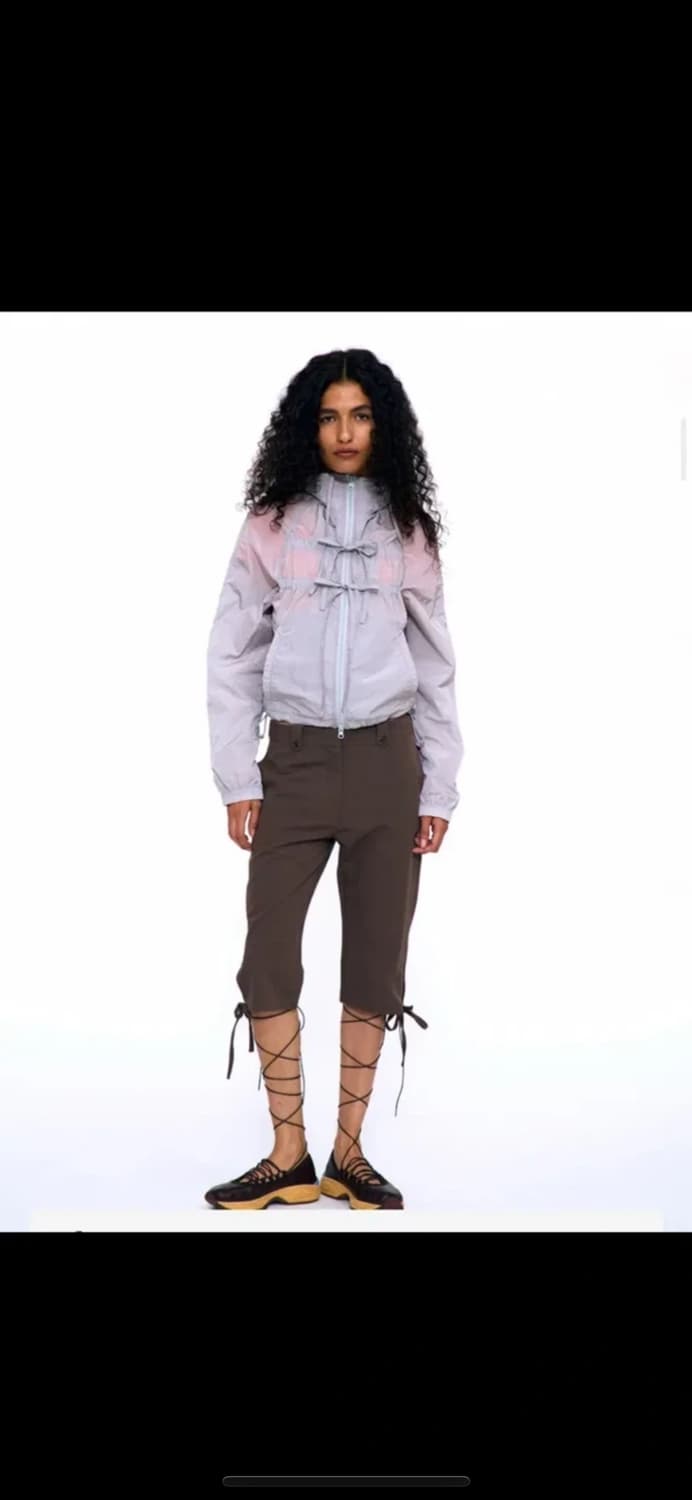 파르티멘토우먼 시어 리본 후디 자켓 바람막이 라이트 그레이 상품이미지2