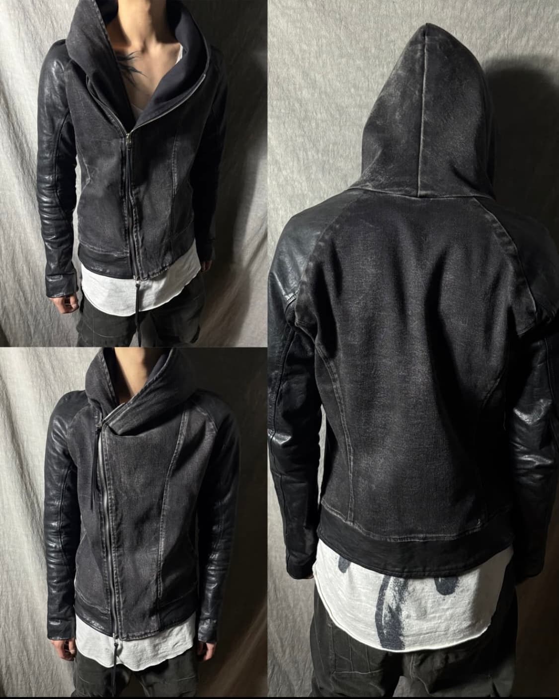 KMrii 암레더 비대칭 후드자켓 상품이미지1