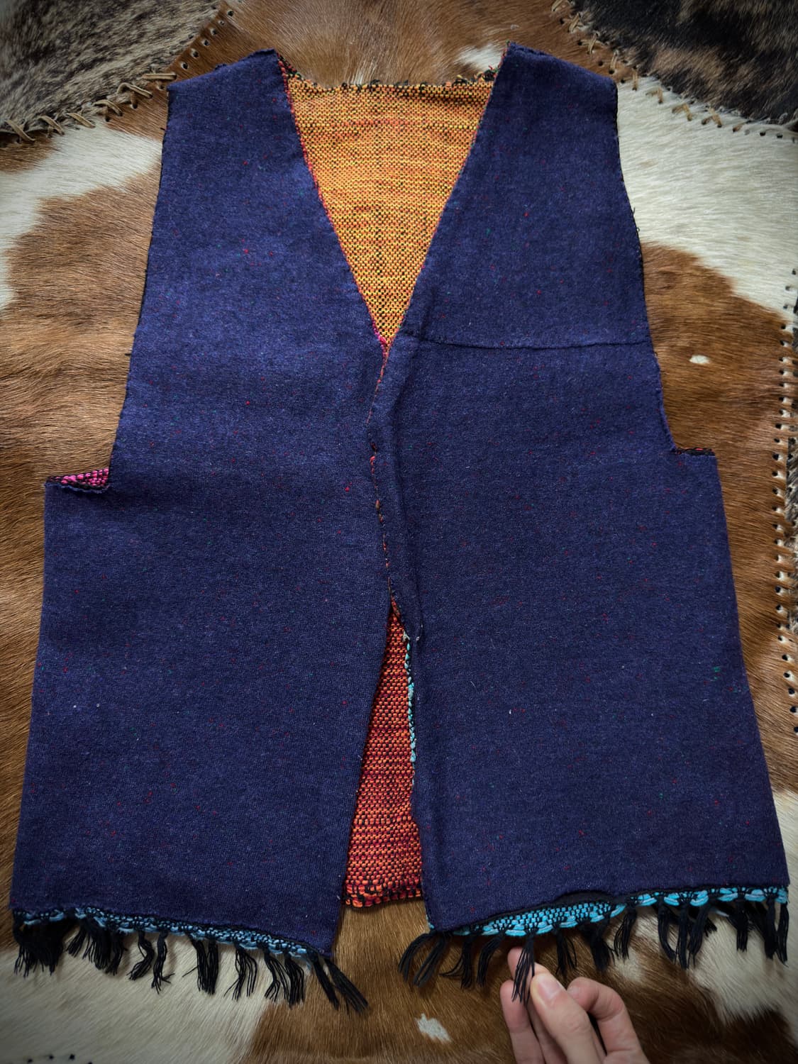 Handwoven wool reversible nep vest 상품이미지7