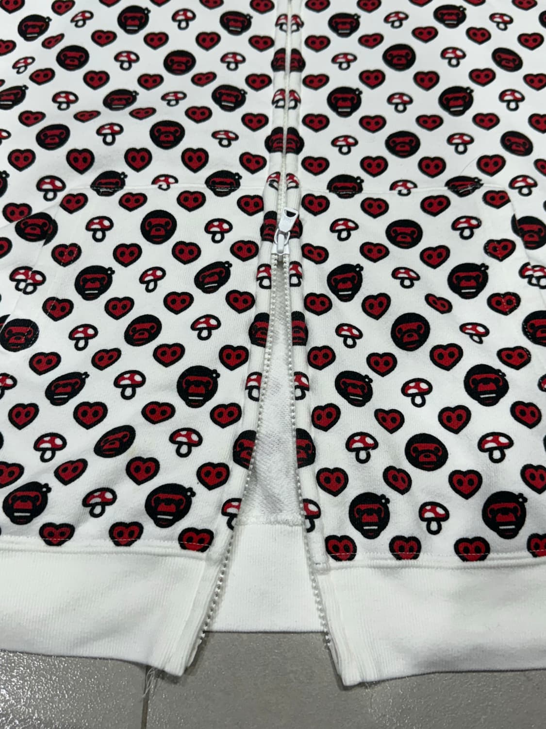 니고 시절 진짜 베이프 마일로 하트 버섯 모노그램 후드 집업 자켓 상품이미지4