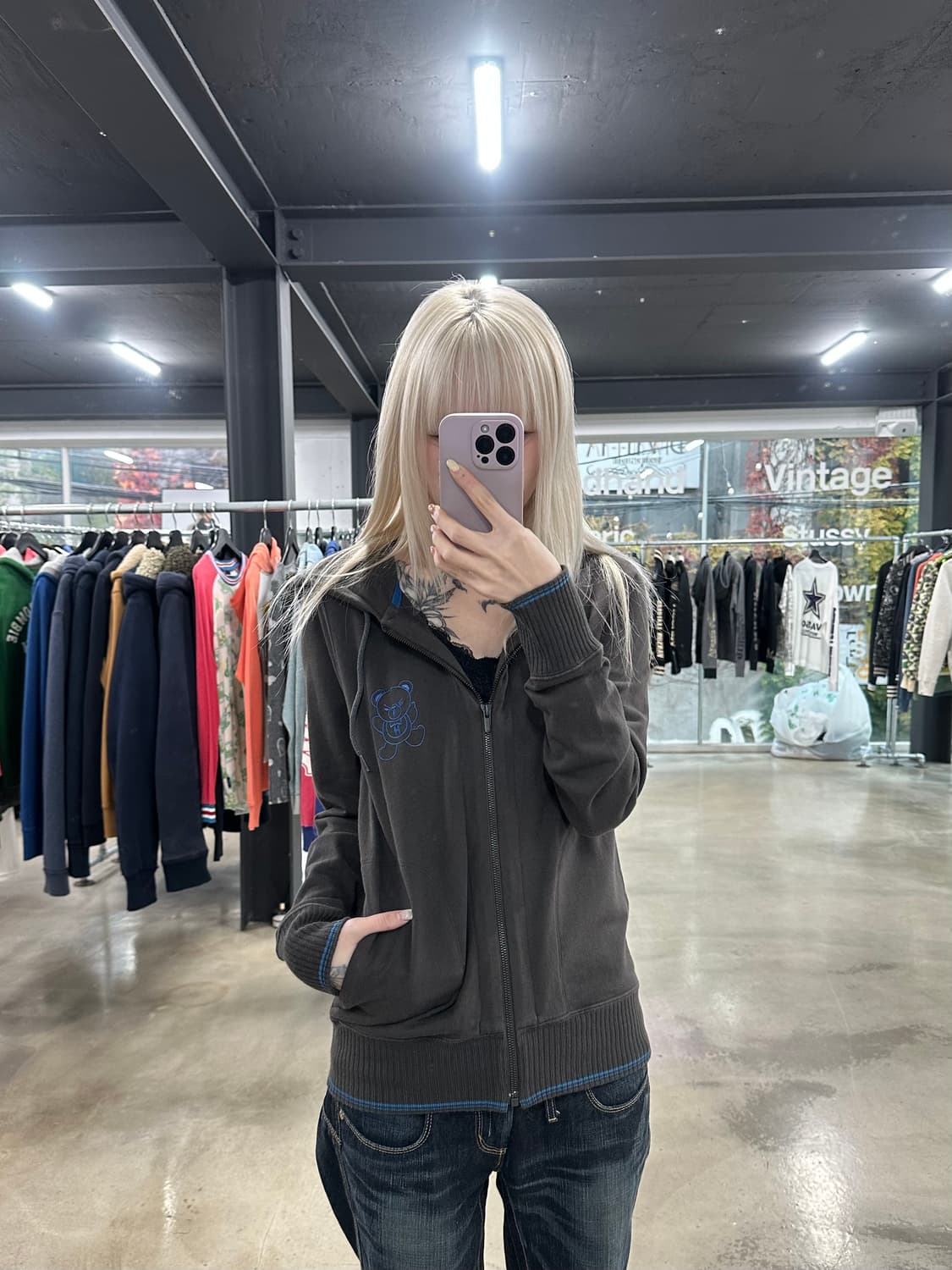 히스테릭글래머 퍽베어 후드 집업 상품이미지1