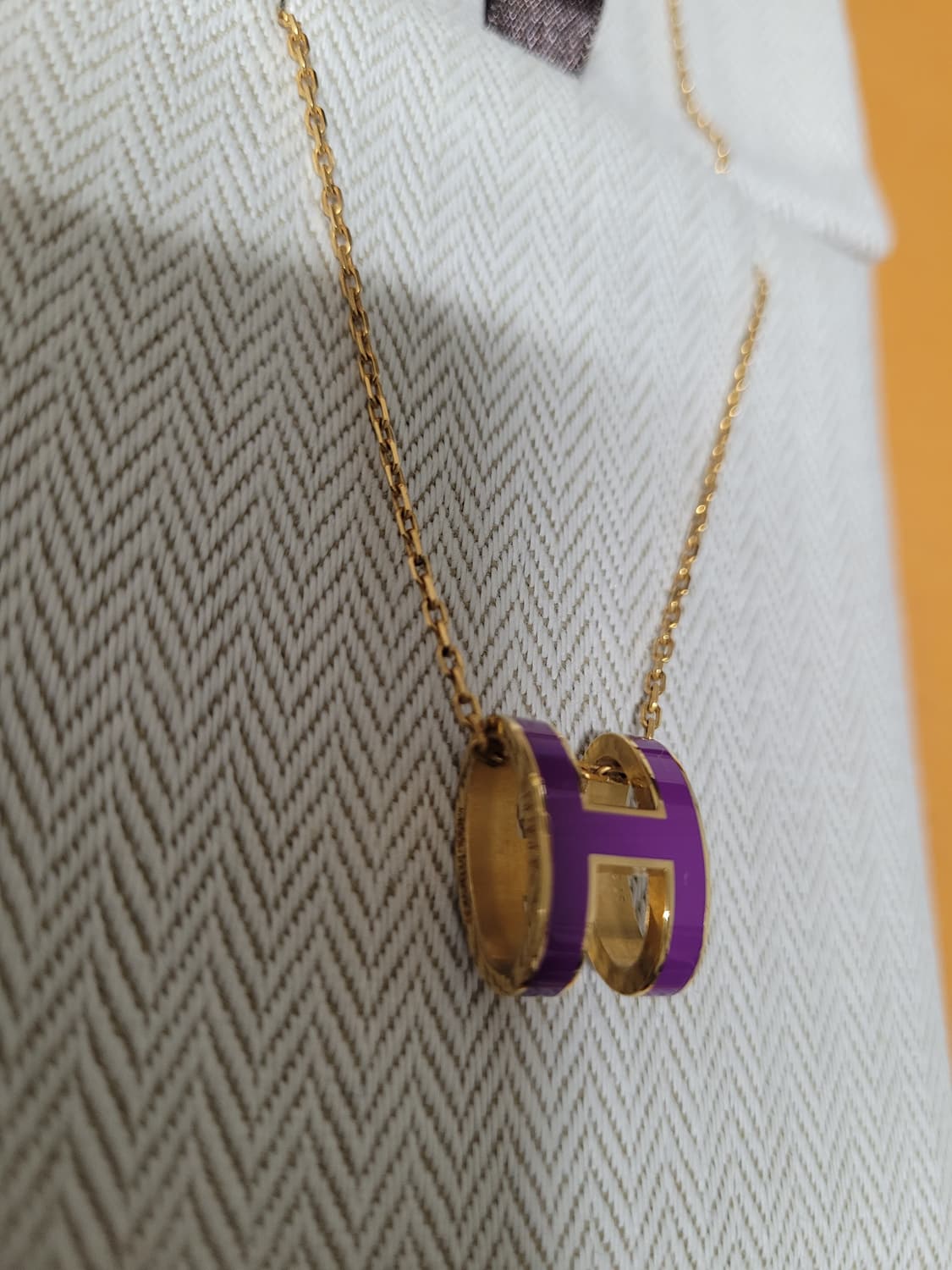에르메스 H 팝아슈 펜던트 골드 하드웨어 아네몬느 퍼플 목걸이 상품이미지7