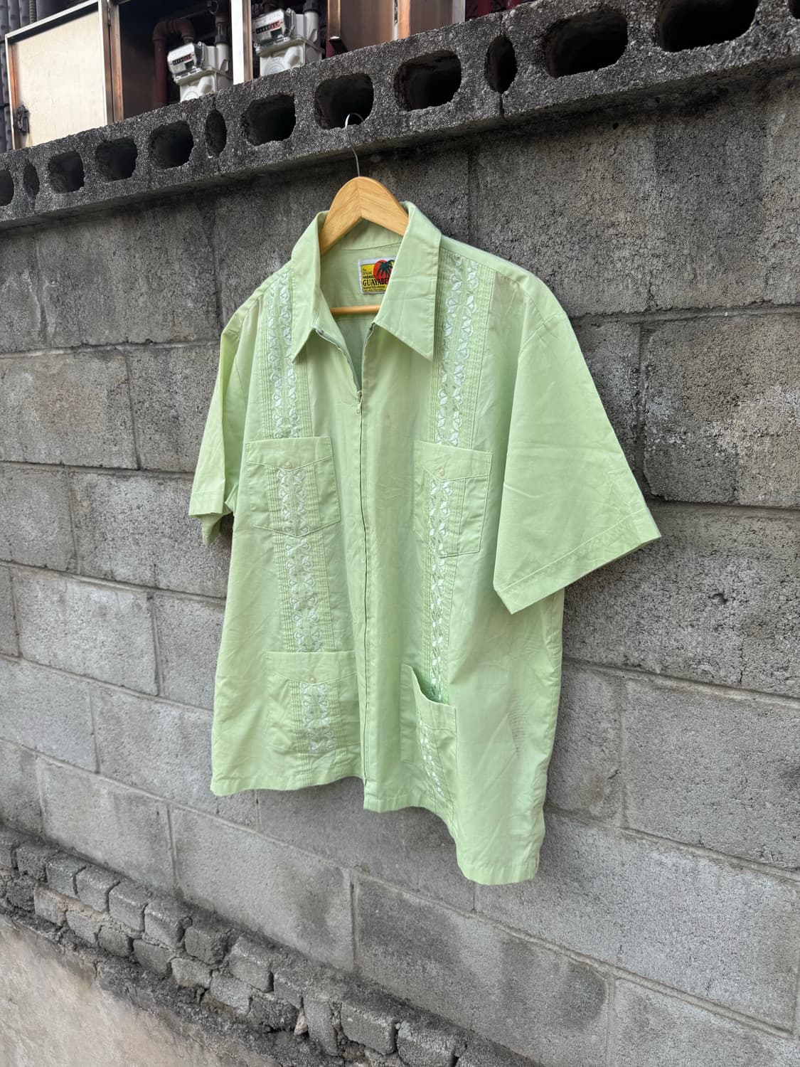90s 빈티지 구아야베라 쿠바 셔츠 그린 지퍼 xl 상품이미지3